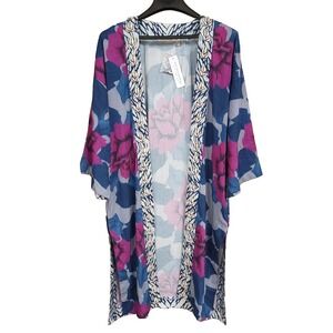 Soft Surroundings Artika Kimono Topper Sz L/XL NEW‎ NWT Floral Beach Robe Tropic